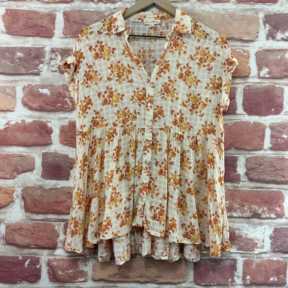 Anthropologie Jane And Delancey Top Women's S Fall Cottage Floral Bouquet Shirt